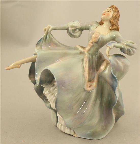 A rare Wade Art Deco underglaze porcelain figure of Fay, c.1938, 16.5cm